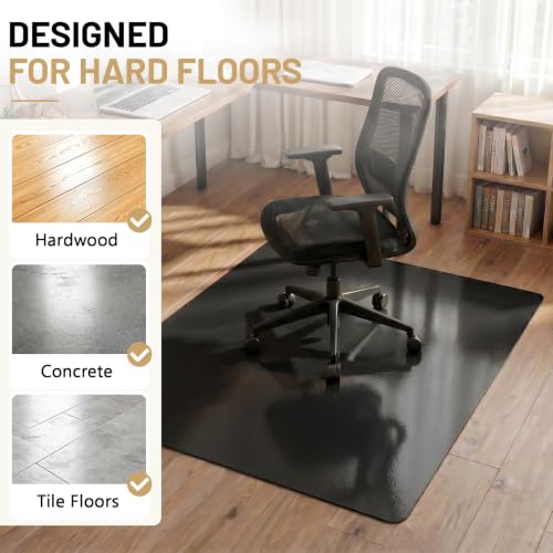 Black Hardwood Floor Chair Mat, Heavy Duty Plastic Desk Protector | 36" x 48" Durable Mat for Rolling Desk Chairs, Protects Tile, Laminate, Vinyl Floors in Home Office and Gaming Rooms - size: 36x 48inch- black