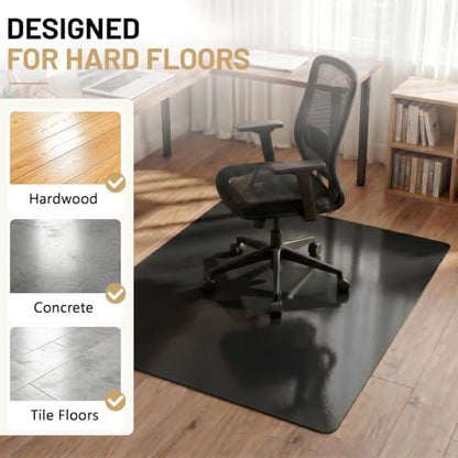Black Hardwood Floor Chair Mat, Heavy Duty Plastic Desk Protector | 36" x 48" Durable Mat for Rolling Desk Chairs, Protects Tile, Laminate, Vinyl Floors in Home Office and Gaming Rooms - size: 36x 48inch- black