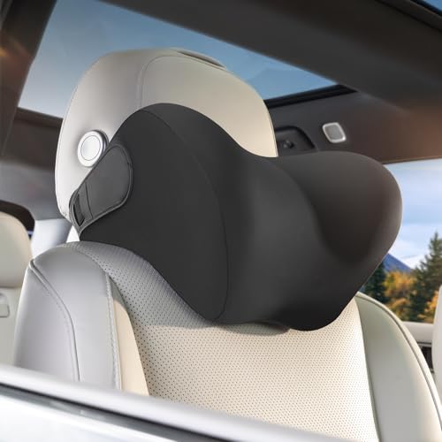 BEBAS Ergonomic Car Headrest Pillow, Memory Foam Neck Support, Black - color: Black