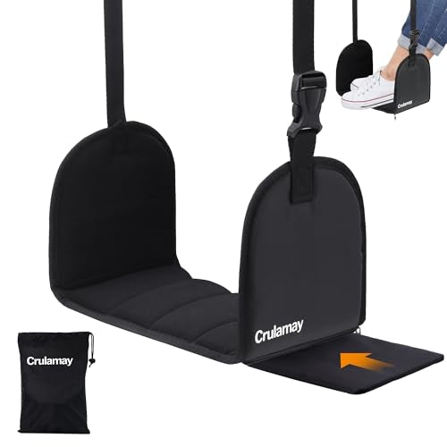 Anti-Squeeze Airplane Foot Hammock for Plane Travel with Flat Base and Memory Foam, Adjustable Leg Hammock for Airplane Travel, Leg Rest for Long Flights, Portable Foot Rest for Under Desk at Work