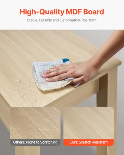 VEVOR Small Desk with Drawers, Wooden Table for Home Office, Small Computer Desk with Storage, Vanity Desk with Drawers, Study Table for Adults/Students for Drawing, Reading, Writing, Light Wood - size: 34.25"D x 15.55"W x 29.57"H