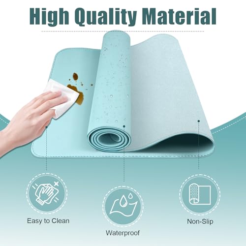 PU Leather Desk Pad Protector and Blotter, Large Mouse Pad and Laptop Desk Mat, Non-Slip Office and Home Writing Pad (Aqua Frost Blue, 31.5" x 15.7") - color: Aqua Frost Blue, size: 31.5" x 15.7"