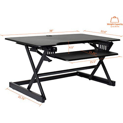 Lorell Deluxe Adjustable Desk Riser, Black, 20" Height x 38" Width x 24" Depth - color: Black