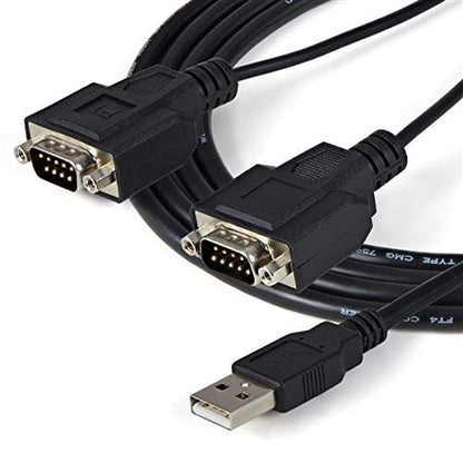 StarTech 6ft 2-Port FTDI USB to Serial RS232 Adapter, TAA (ICUSB2322F)