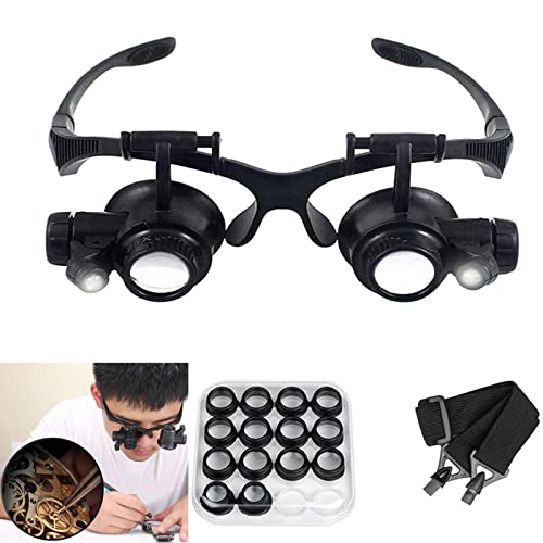 Magnifying Glasses with LED Light, LXIANGN Jeweler Loupe Watch Repair Magnifier with 8 Interchangeable Lens-2.5X 4X 6X 8X 10x 15x 20x 25x for Close Work,Not for Reading - color: 2.5x/4x/6x/8x/10x/15x/20x/25x