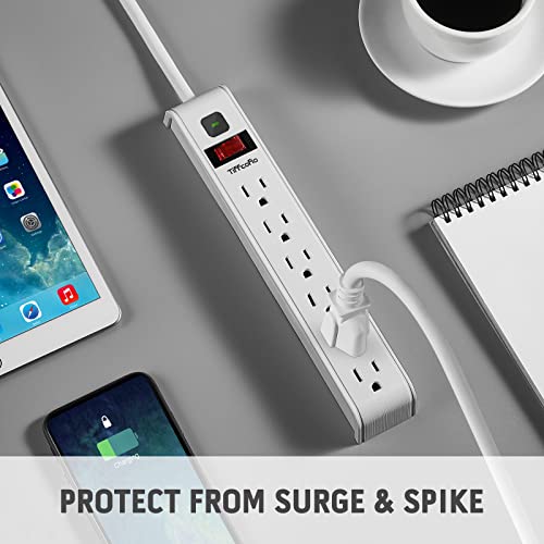 TiFFCOFiO Surge Protector Power Strip, 4 Feet Extension Cord, 600 Joules Surge Protection, Multiple Protection 6 Outlet Strip, 14 AWG Cord, 15A/1875W, ETL Listed, 2 Packs - size: 4 ft, style: 2 PACKS