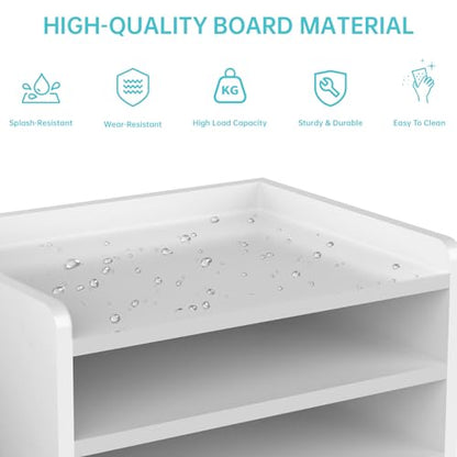 Multi-Tier Wood Desk File Organizer with Side File Rack, 3 Tray Shelves & Adjustable Drawer - Space-Efficient Design Easy to Assemble for Efficient Office Setup, Reduces Desk Clutter (White) - color: White