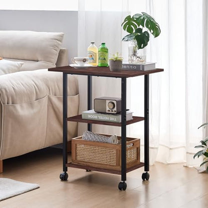 Lerliuo 3-Tier Printer Stand, Industrial Rolling Printer Table with Storage - color: Walnut, size: 3-Tier