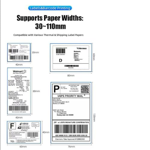 Bluetooth Thermal Shipping Label Printer,4X6 inch Wireless Barcode Printer, high Printing Speed,Compatible with iOS Android Mobile Phone,Windows (White)