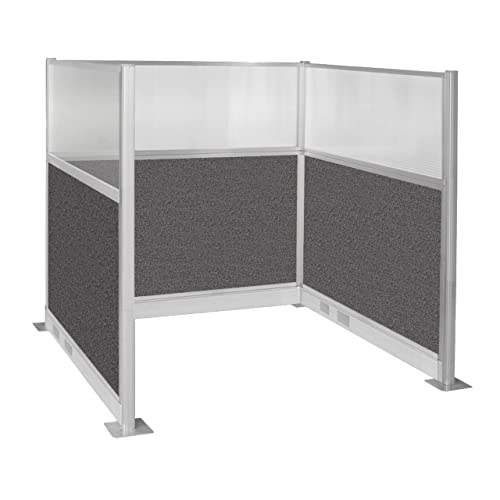 Versare Pre-Configured Hush Panel Electric Cubicle | Workstation Divider Walls | Cubicle Privacy Panels | Office Partition Walls - color: Charcoal Gray, size: 6' x 6' W/ Window Single