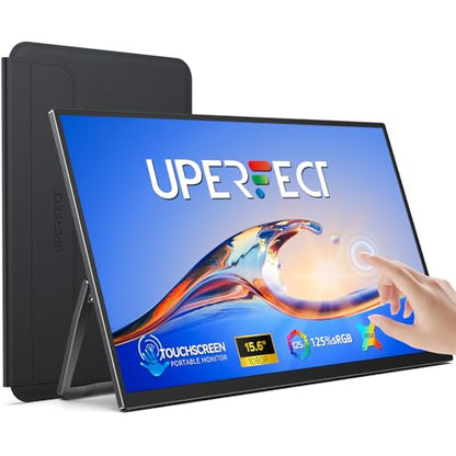 UPERFECT Portable Monitor Touchscreen 15.6 Inch 125% sRGB Travel Monitor | with Adjustable Stand, Speaker, VESA Mountable, USB-C HDMI Ultra-Slim Second Screen for Laptop MacBook Phone Game Console - size: 15.6 inch