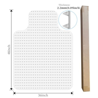 36"x48"with Lip Office Chair Mat for Carpet, Desk Chair Mat for Low Pile - size: 36" x 48" with lip