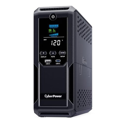 CyberPower CP1350AVRLCD3 Intelligent LCD UPS Battery Backup | 1350VA/815W, 12 Outlets, 2 USB Ports, AVR, Mini Tower, UL Certified - size: 1350VA