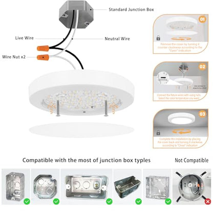 ETL Certified 7 inch Ceiling Light Dimmable Ultra-Slim Round LED Ceiling Lights Flush Mount 2700K/3000K/3500K/4000K/5000K 7'' Flat Ceiling Lamp Fixtures 5CCT 8 Pack - size: 7.2 inch-8 Pack