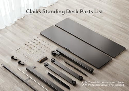 Claiks Electric Height Adjustable Standing Desk, 63x24 Inch, Black | Smooth Height Adjustment, 3 Memory Presets, Cable management hub & hook, Stable Steel Frame, 156 lbs Capacity, Easy Assembly - color: Black, size: 63