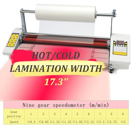 INTSUPERMAI Hot Cold Roll Laminator Laminating Singe Doubel Side Thermal Laminator Laminating Machine with Digital Display Speed Adjustable Temperature 0-180℃ Adjusted 17.3inch/440mm A2+ - style: 17.3inch/440mm A2+