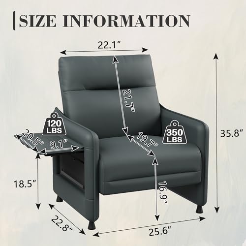 Alunaune Upholstered Living Room Chair Armchair, Mid Century Accent Chair, Reception Couch Slipper Club Lounge Chair Guest Comfy Single Sofa with Sidetable for Bedroom-Grey - color: Grey, size: 1 Chair