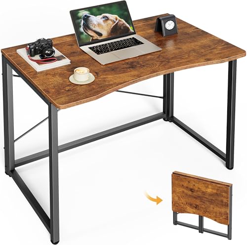 Huuger Folding Desk for Small Spaces, 31.5 Inch Foldable Computer Table - color: Rustic Brown, size: 18.9"D X 31.5"W
