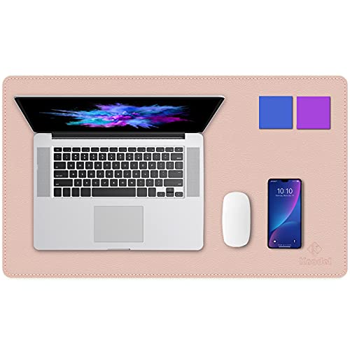 K KNODEL Small Sewing Leather Desk Mat, Desk Pad (Pink, 23.6" x 13.8") - color: Pink/Silver, size: 23.6" x 13.8"