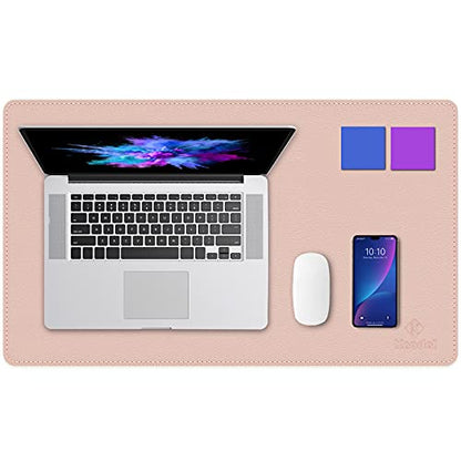 K KNODEL Small Sewing Leather Desk Mat, Desk Pad (Pink, 23.6" x 13.8") - color: Pink/Silver, size: 23.6" x 13.8"