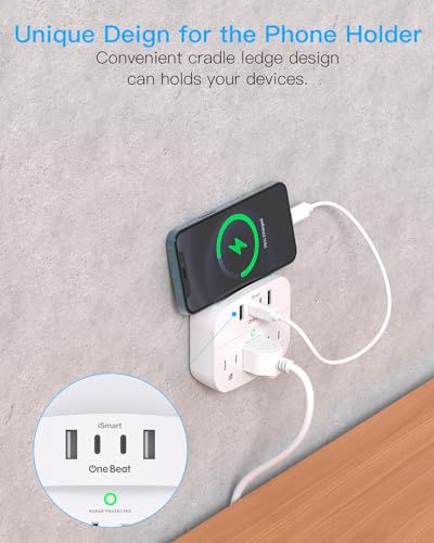 One Beat Multi Plug Outlet Splitter with USB,Surge Protector Outlet 2 Pack - color: White, size: 2c2a, 2 Pack