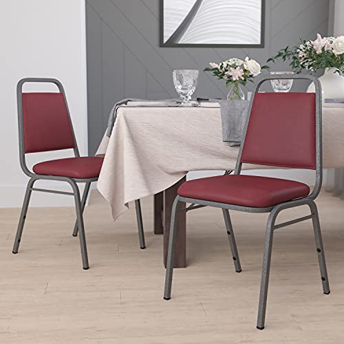 Flash Furniture Hercules Vinyl Banquet Chair, Burgundy, 4-Pack - color: Burgundy Vinyl/Silver Vein Frame, size: Set of 4