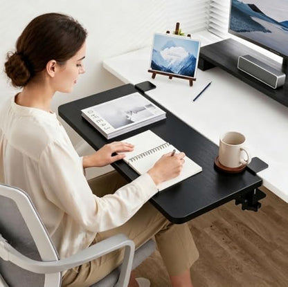 Desk Extender, 25.98'' x 9.84 '' Foldable Table Extension Folding Wall Table Keyboard Extender for Desk Clamp-on Shelf for Dorm Bunk, Office, Kitchen Bar, Additional Storage Platforms (Black)