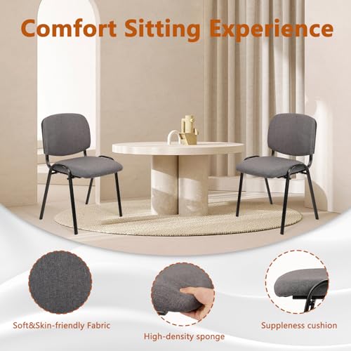 CLATINA Set of 10 Stackable Waiting Room Chairs, Armless No Wheels Reception Chair with Upholstered Seat, Guest Chairs for Conference, Breakroom, Lobby, Events, Church, School, Hall, Hotel (Grey) - color: Grey, size: 10 Pack