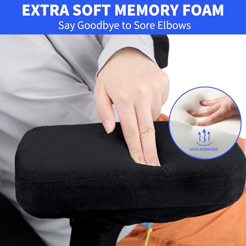 YOUFi Office Chair Arm Covers,Extra Soft Velvet Armrest Cushion,Set of 2 - color: Black