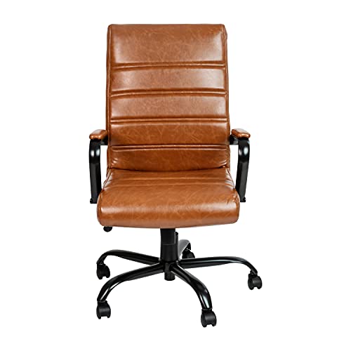 Flash Furniture LeatherSoft Executive Office Chair, Brown/Black | 360° Swivel, Height Adjustable, Commercial Grade - color: Brown Leathersoft/Black Frame