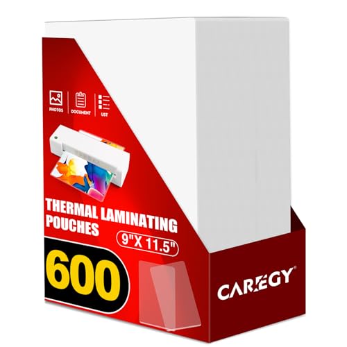 CAREGY 600 Pack Laminating Sheets,Holds 8.5 x 11 Inch Sheets,3 Mil - size: 600PACK-3Mil (9 x 11.5Inches)