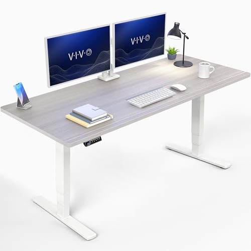 VIVO Dark Gray 71 x 30 in Standing Desk, DESK-KIT-2EW71G - color: Dark Gray Top / White Frame, size: 71 x 30 inch