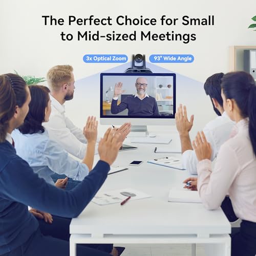 Tenveo 4K AI Auto Tracking PTZ Conference Camera, 3X Optical Zoom, 92° Wide View Angle, USB 3.0 & HDMI Conference Camera for Zoom, Teams, OBS, Live Streaming, Church Worship, Education, Meetings - color: Shadow Black