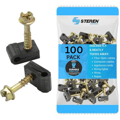 STEREN Mini Screw Cable Clips - Black, 100 Pack - color: Black, size: 100 Count - Mini Single Cable