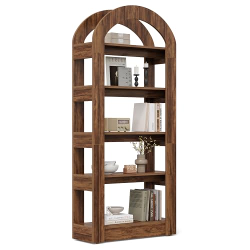 LITTLE TREE 5-Tier Arch-Shaped Bookshelf (1, Brown) - color: Brown, size: 1