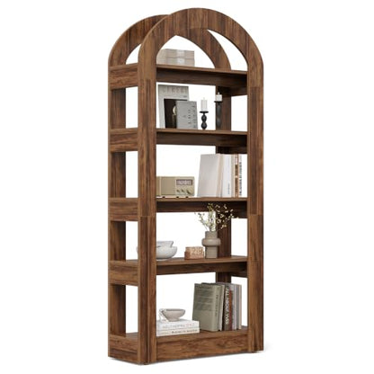 LITTLE TREE 5-Tier Arch-Shaped Bookshelf (1, Brown) - color: Brown, size: 1