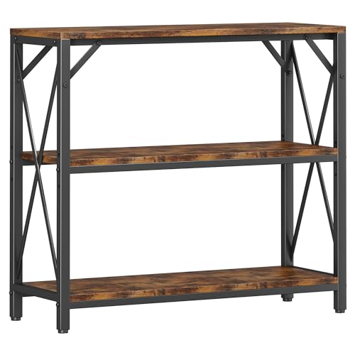 Homeiju Console Table 31.5" Width, 3-Tier Entryway Table with Storage, Industrial Sofa Table with Open Shelves, Foyer Tables for Entryway, Hallway, Kitchen, Living Room and Bedroom, Rustic Brown - color: Rustic Brown, size: 31.5 inch