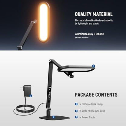 NEEWER Basics 16W Desktop LED Lamp for Home Office Video Conference Reading Lighting, Bi Color Eye Caring Foldable Dual Sided Dimmable Touch Ring Light with Desk Stand/Memory/Timer CRI95, FR16