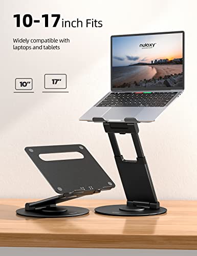 Nulaxy 18" Height Telescopic 360 Rotating Aluminum Laptop Stand Desk, Black | Ergonomic Computer Holder Riser with Heat-Vent, Standing Desk Converter Holds 22 Lbs for Office Desk Use Fits 10-17" Laptops - color: C-Black