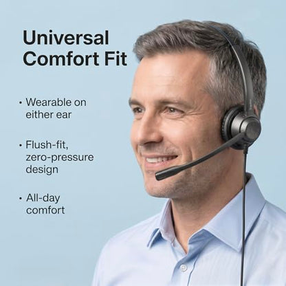 X1D Dual Ear Office Headset with USB-C/A & 3.5mm - Noise Cancelling Mic, Binaural Focus - Wired Headset for PC Laptop, Zoom & Teams, All-Day Comfort