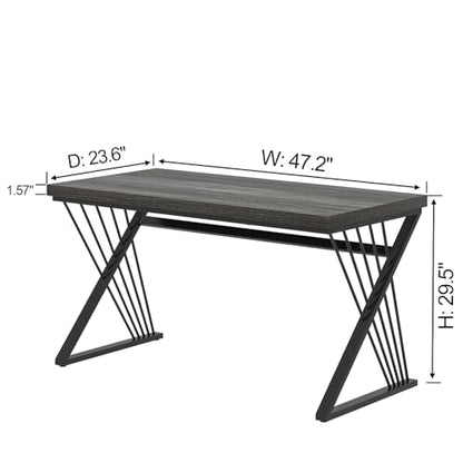 Modern Home Office Desks, Rustic Wood and Metal Computer Desk, Industrial Writing Study Gaming Table for Living Room Bedroom, Dark Gray, 47 Inch - color: Dark Gray, size: 47 Inch