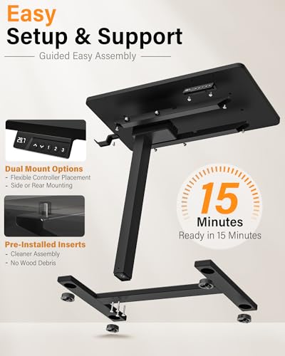 FiCiHi 24"x 16" Electric Standing Desk, Mobile Sit Stand Up Desk, Black - color: Black, size: 24" x 16"