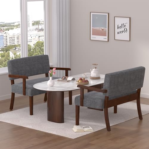 FAGAGA Accent Chair 2 Seat, Upholstered Reading Leisure Chair, Bench with Solid Wood Frame (Gray) - color: Grey, size: Bench