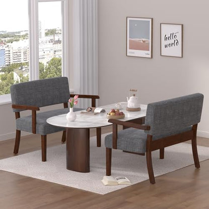 FAGAGA Accent Chair 2 Seat, Upholstered Reading Leisure Chair, Bench with Solid Wood Frame (Gray) - color: Grey, size: Bench