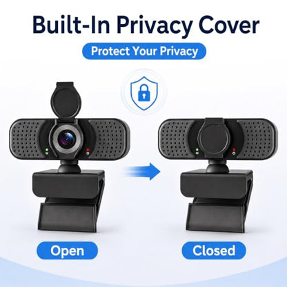 Full HD 1080P USB Webcam for Computer with Noise-Reducing Microphone