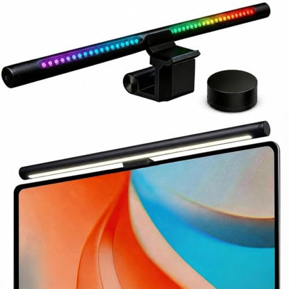 YEELIGHT Monitor Light Bar RGB Backlight, Ra98 Computer Lamp Works with Matter & Alexa for Home Office Gaming, 350LM Dimmable No Glare Eye-Care LED Screen Bar, USB Desk Lamp Stepless Dimming - color: Black