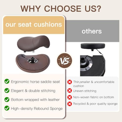 Kaleurrier Rolling Saddle Stool with Wheels: Adjustable Salon Stool Chair - color: Coffee, style: Without Back