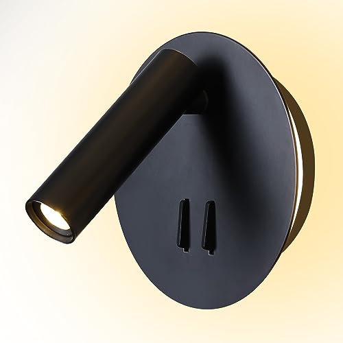 ZEROUNO Hardwired Sconces Wall Mounted Reading Lights with Switch LED Wall Lighting for Bedroom Bedside Lamps (Black) - color: Black