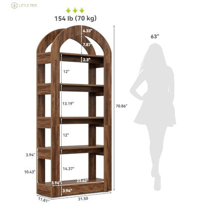 LITTLE TREE 5-Tier Arch-Shaped Bookshelf (1, Brown) - color: Brown, size: 1