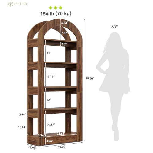 LITTLE TREE 5-Tier Arch-Shaped Bookshelf (2, Brown) - color: Brown, size: 2